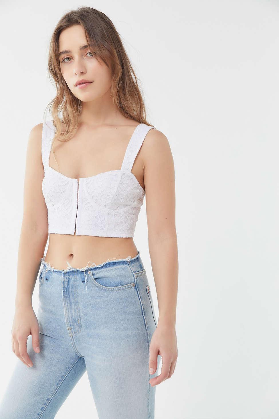 Urban Outfitters Uo Claudia Lace Bustier Cropped Top | Lyst