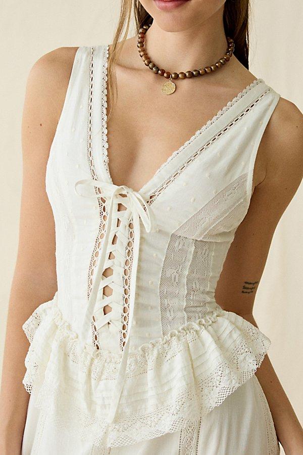 Urban Outfitters Uo Perfectly Victorian Lace Trim Corset Midi Dress in White | Lyst Urban Outfitters Uo Perfectly Victorian Lace Trim Corset Midi Dress in White | Lyst