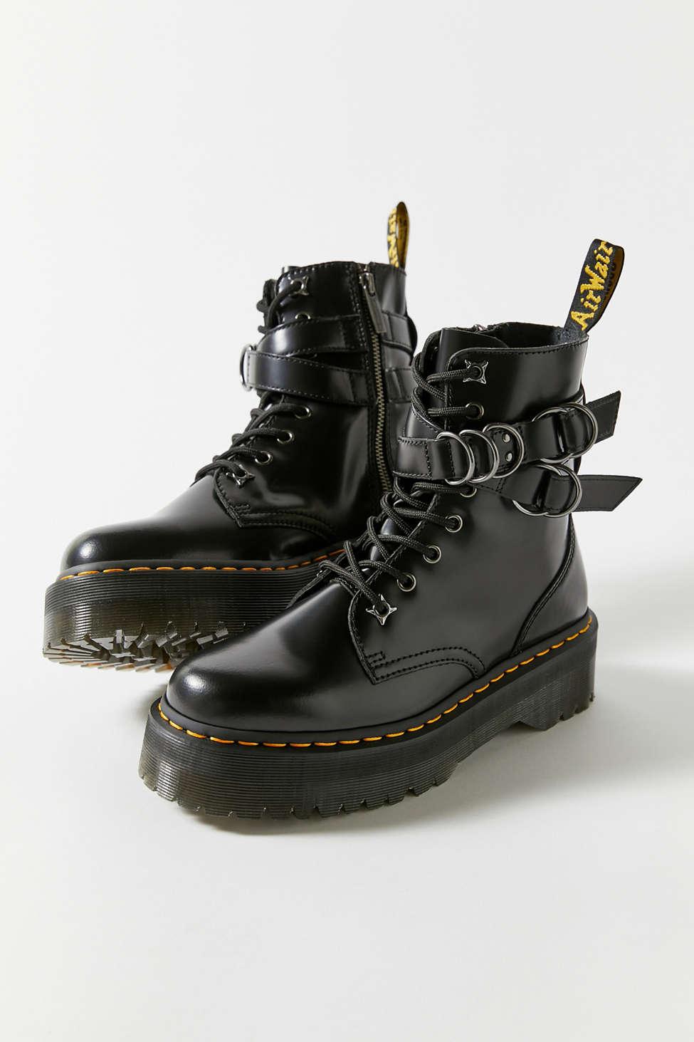 Dr. Martens Jadon Hardware Leather Platform Boot in Black | Lyst