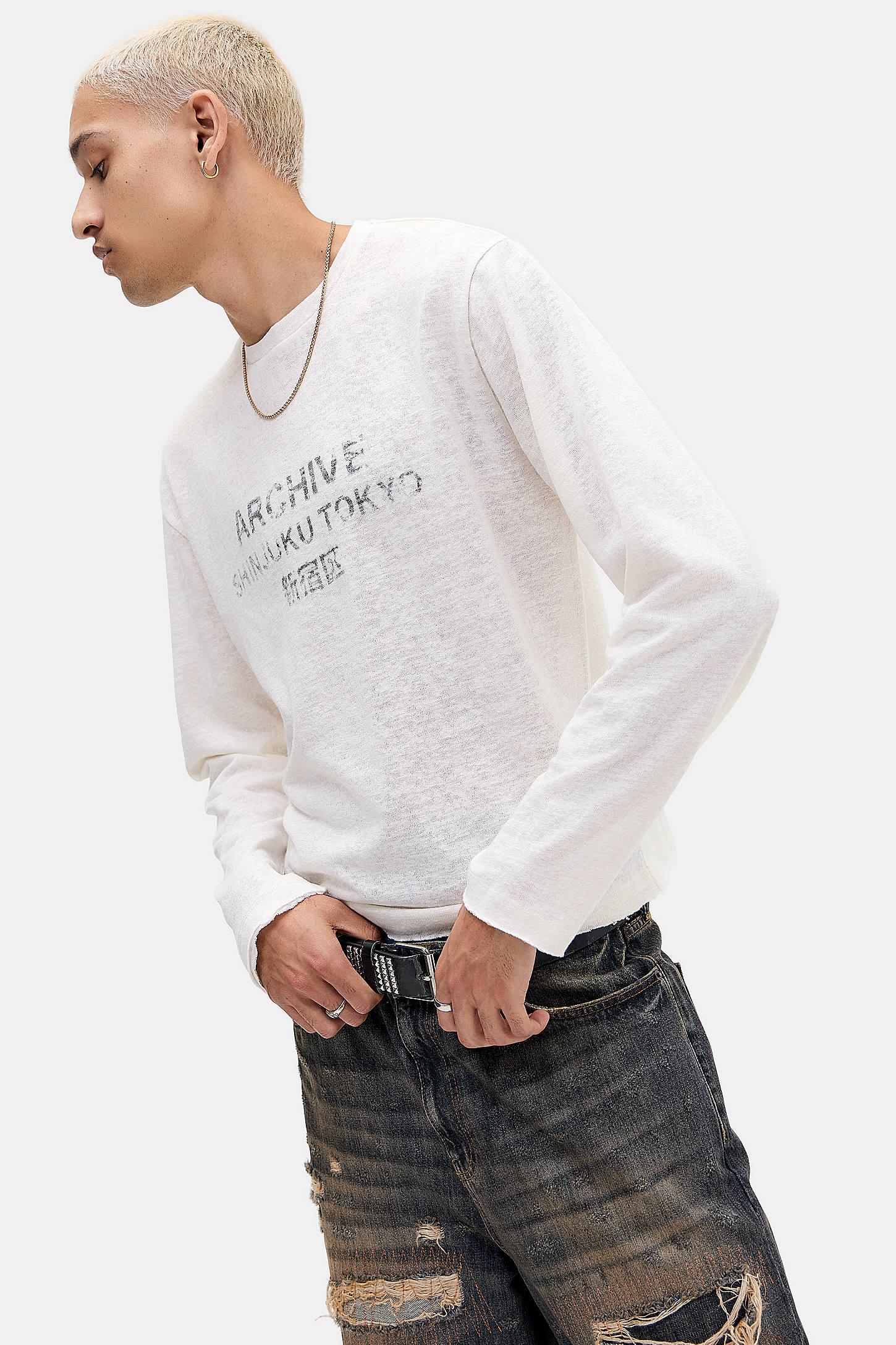 BDG Archive Long Sleeve Slub Graphic Tee in White for Men | Lyst UK