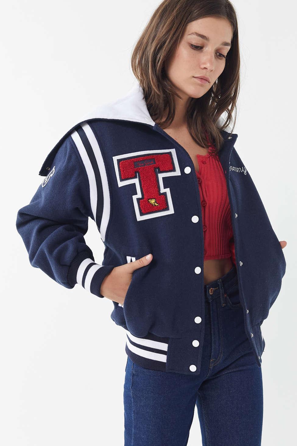 Blue Womens Clothing Jackets Casual jackets Tommy Hilfiger X Nba Relaxed Varsity Jacket in Navy 