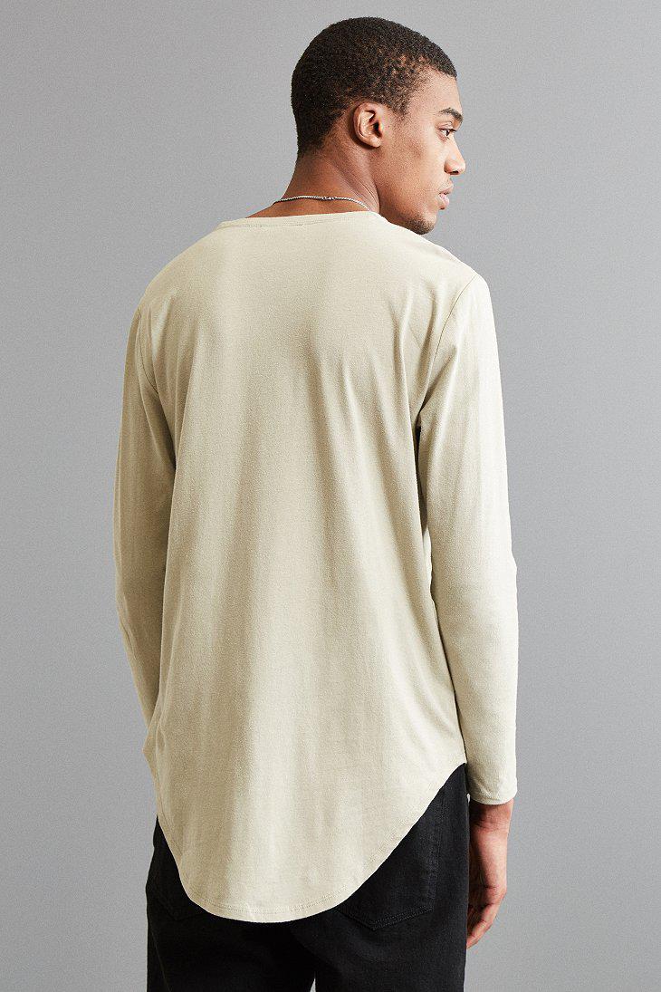 Urban Outfitters Curved Hem Knit Long Sleeve Tee in Natural for Men | Lyst