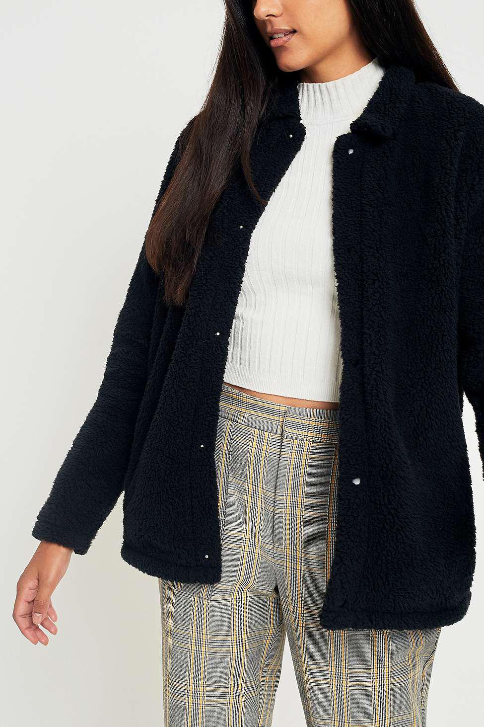 fila button down teddy coat