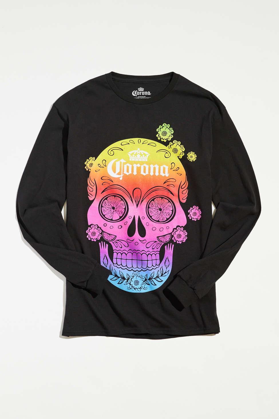 Urban Outfitters Corona Extra Skull Long Sleeve Tee in Pink for Men Lyst