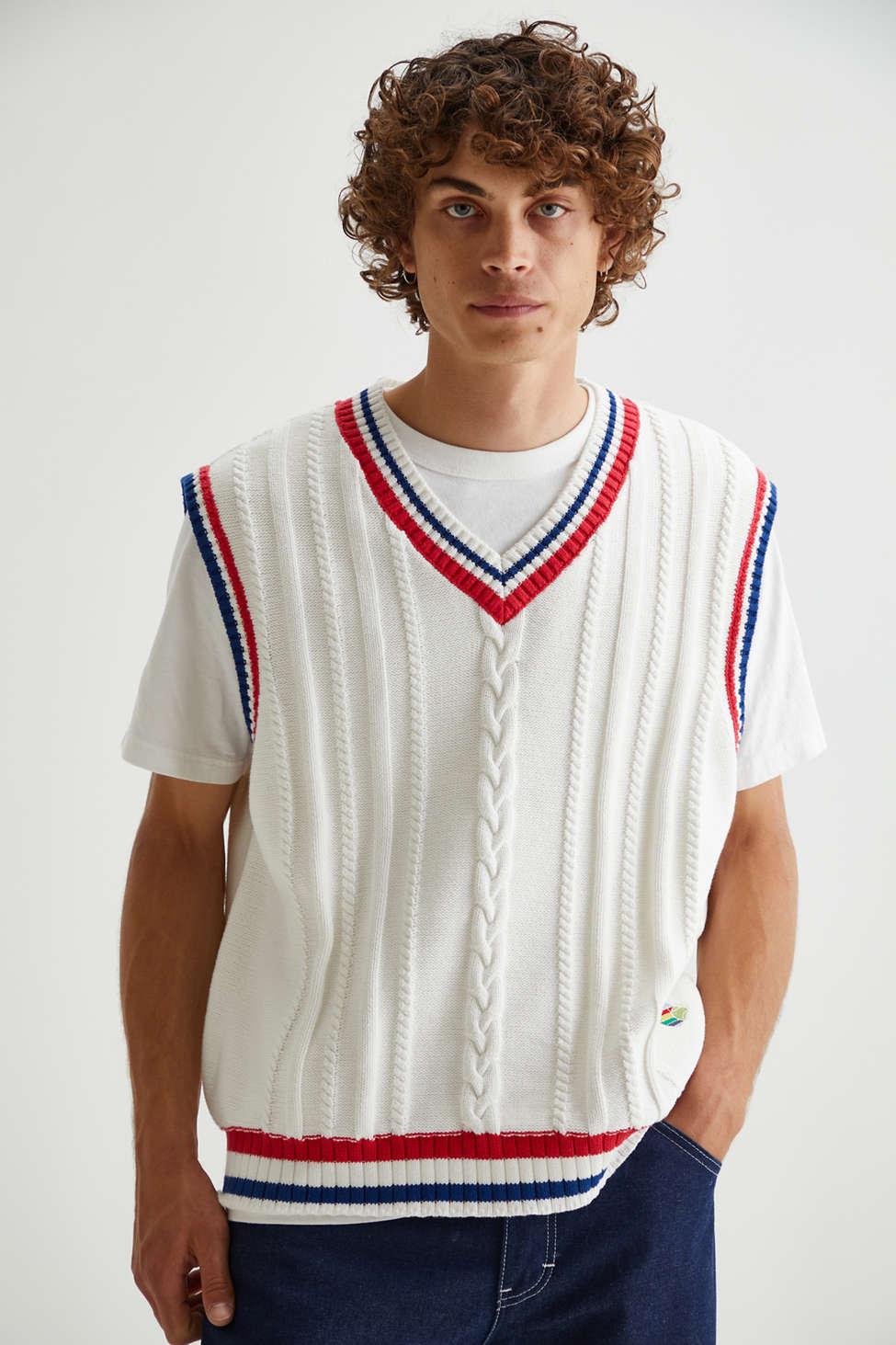 Urban Outfitters Cotton Uo Tennis Sweater Vest in Ivory (White) for Men |  Lyst