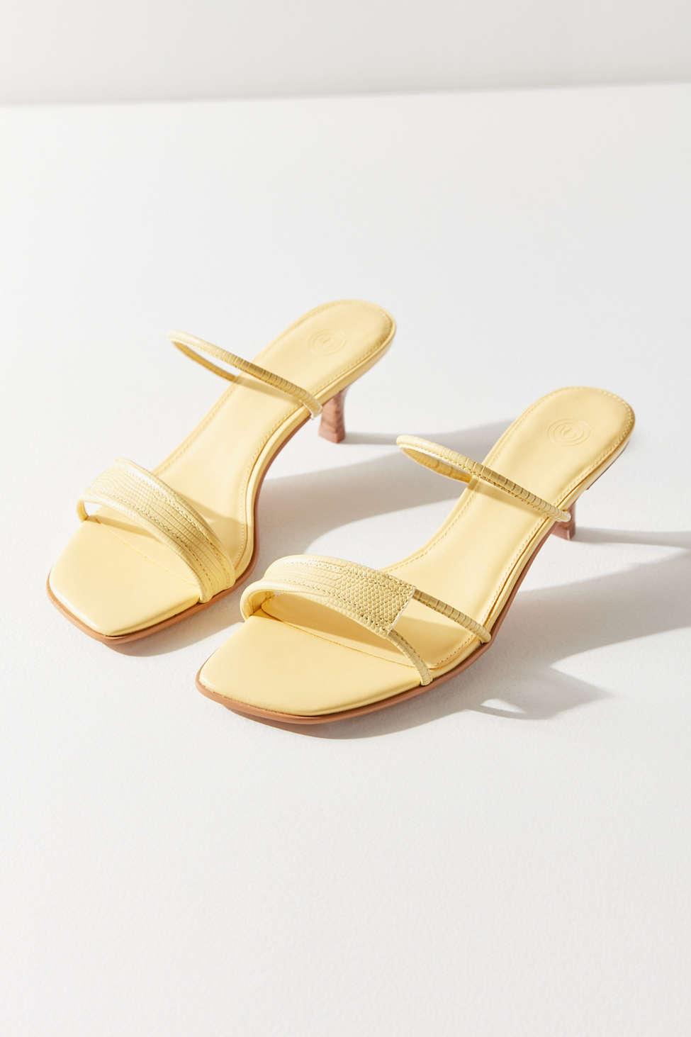 yellow kitten heel sandals