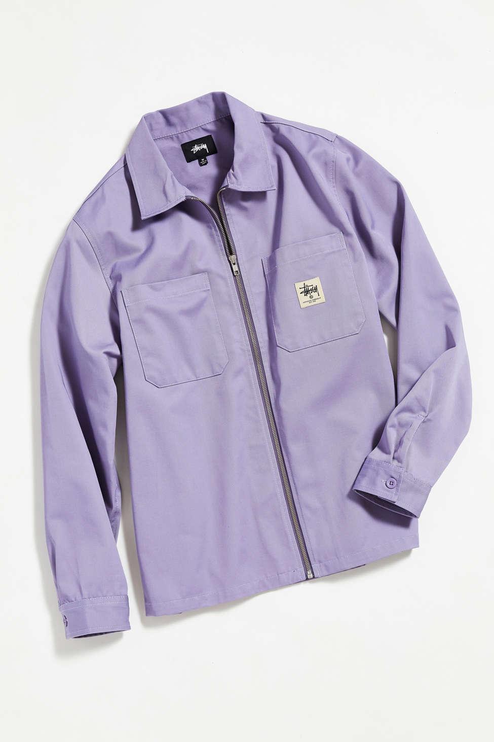 Stussy Zip-up Work Shirt in Purple for Men | Lyst Canada