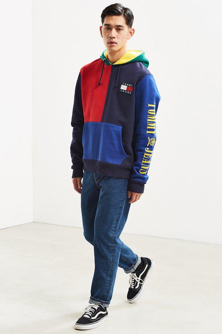Tommy Hilfiger Tommy Hilfiger '90s Colorblock Hoodie in Blue for Men | Lyst