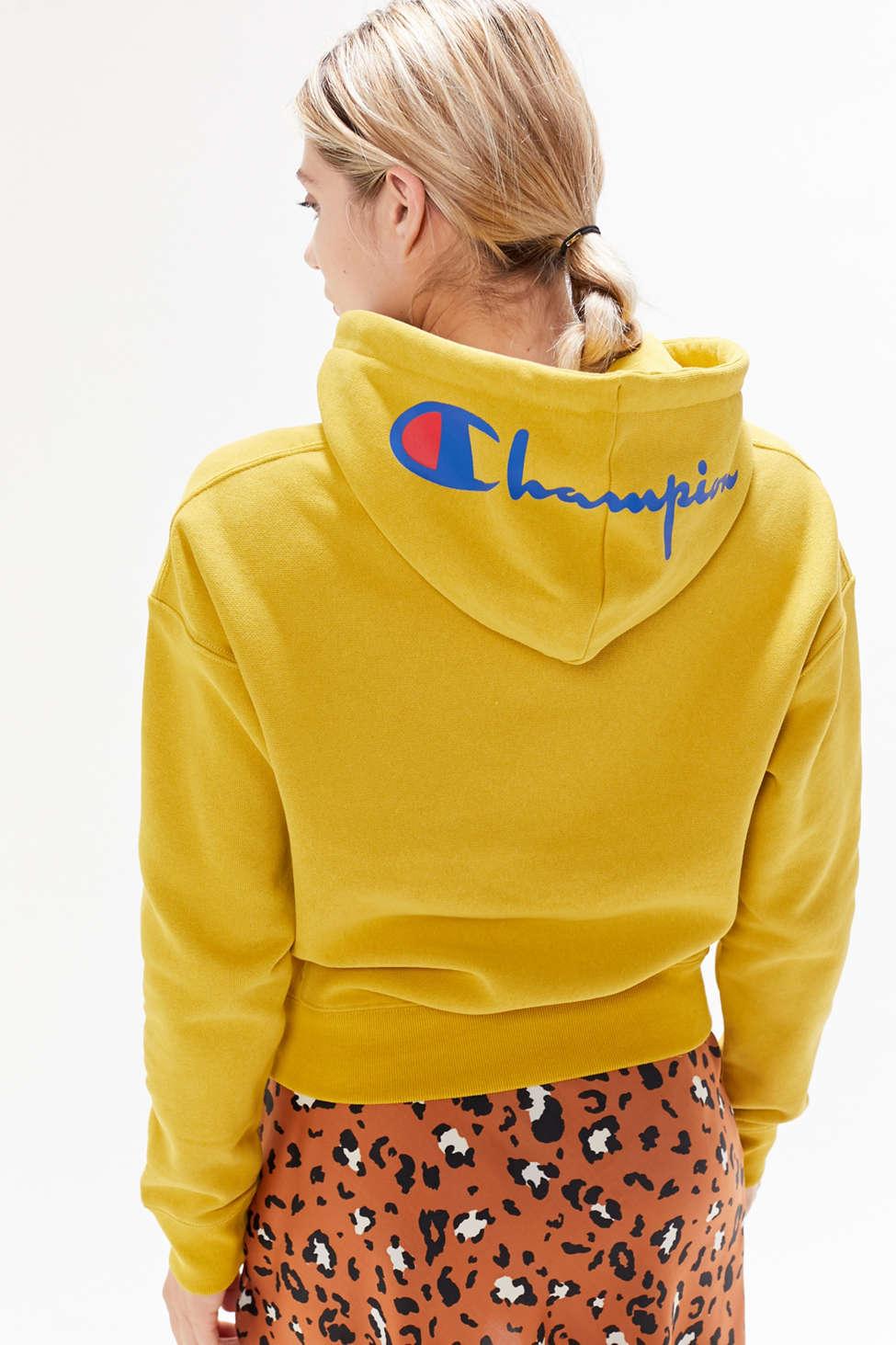 Champion Champion Uo Exclusive Logo Hoodie Sweatshirt in Yellow - Lyst
