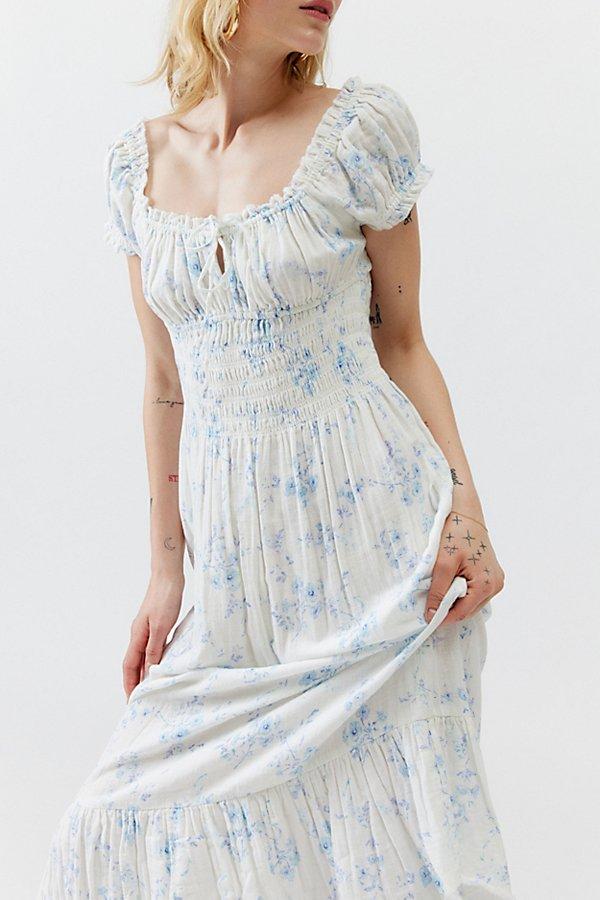 Kimchi Blue Kimchi Suki Floral Smocked Midi Dress in Blue Lyst