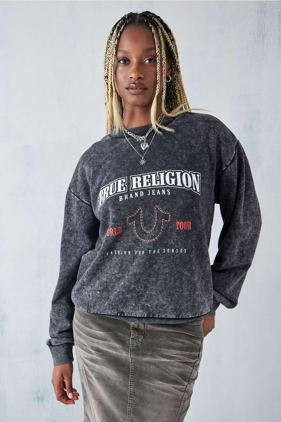 True religion crew neck sweatshirt black sale