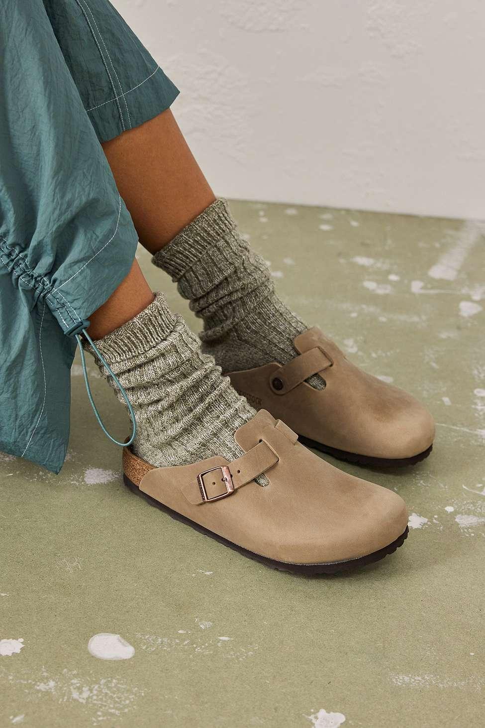 birkenstock boston tobacco oiled leather clogs Birkenstock Boston Oiled Tobacco Leather Clogs in Grey