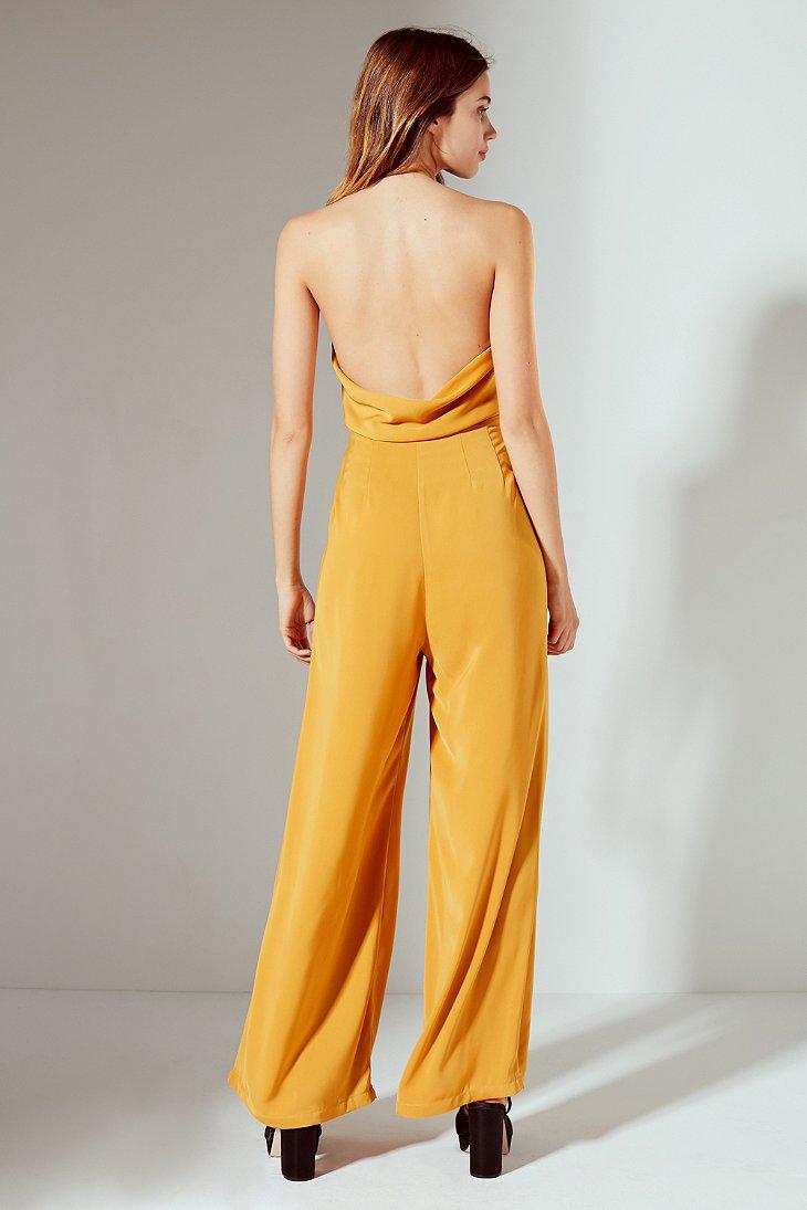 yellow halter jumpsuit