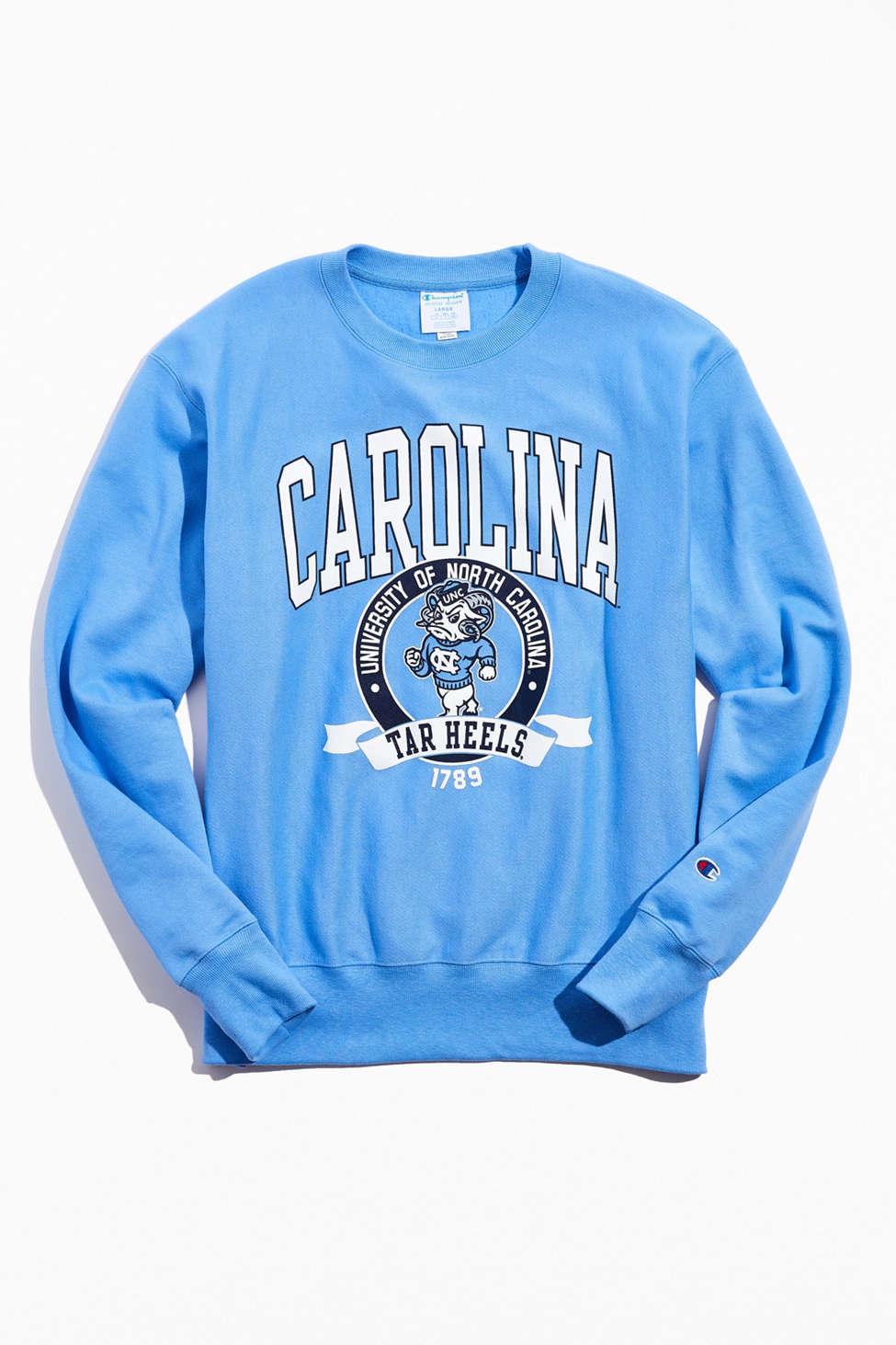 University Of North Carolina Reverse Weave Crew Neck Sweatshirt in Blue Men | Lyst