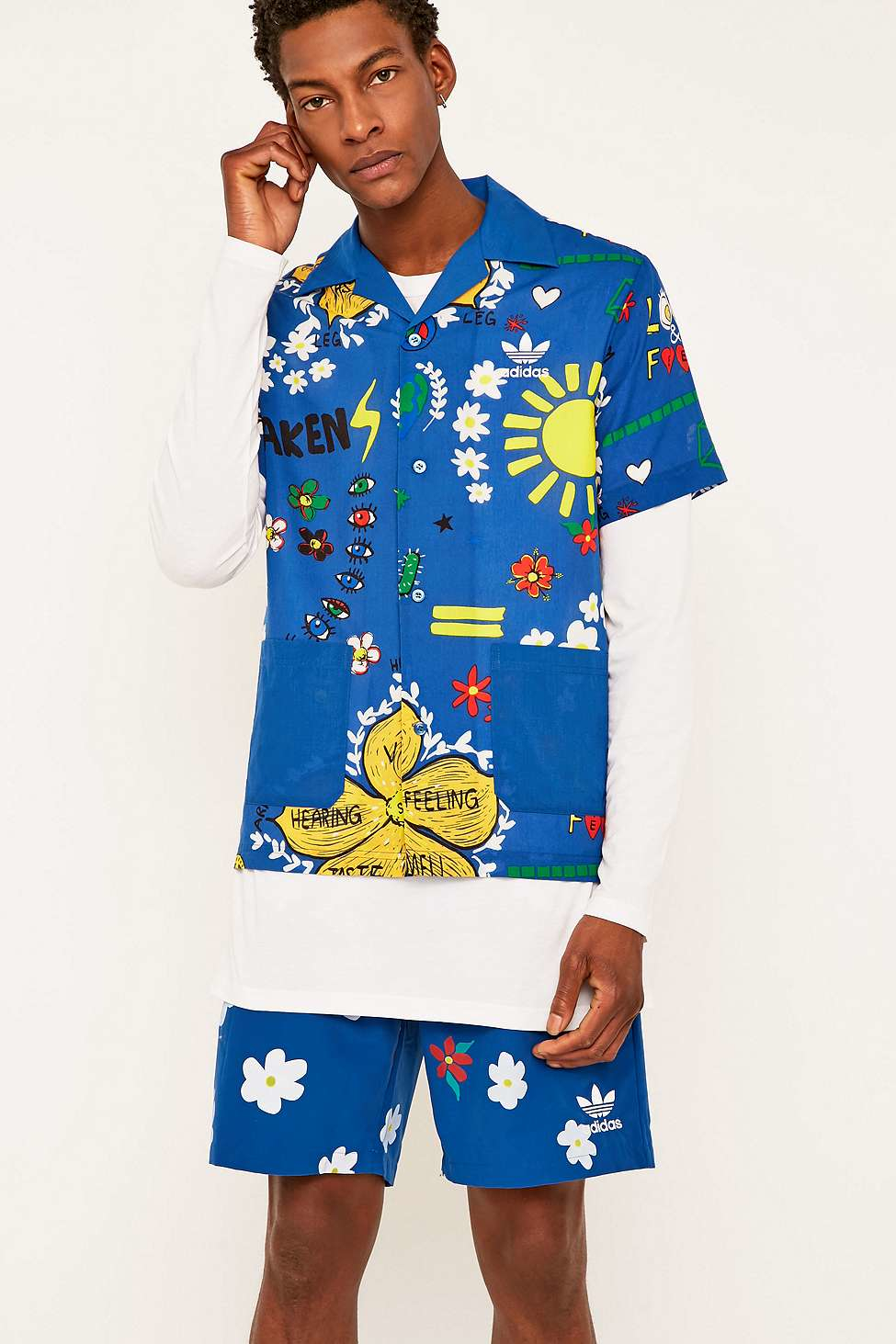 adidas Originals X Pharrell Doodle Short Sleeved Shirt Ao2985 in Blue for  Men | Lyst UK