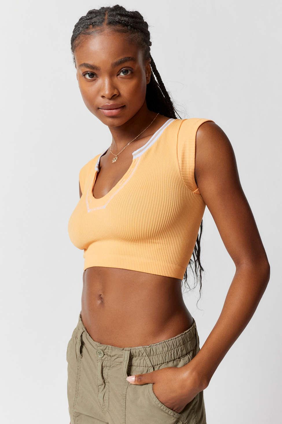 Out From Under Go For Gold Seamless Cropped Top in Orange