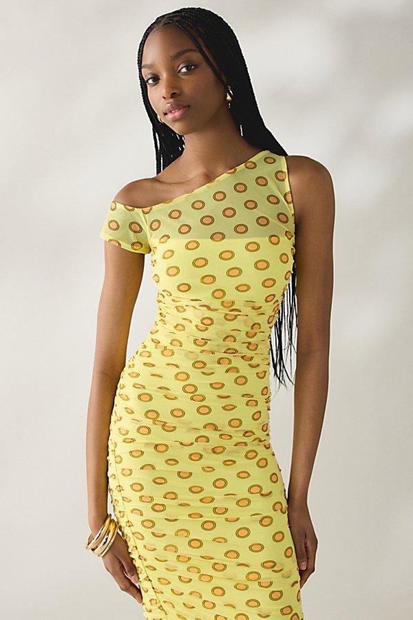 strapless open back dress Romina One Shoulder Dress | Butter Yellow Linen Dress main image 0