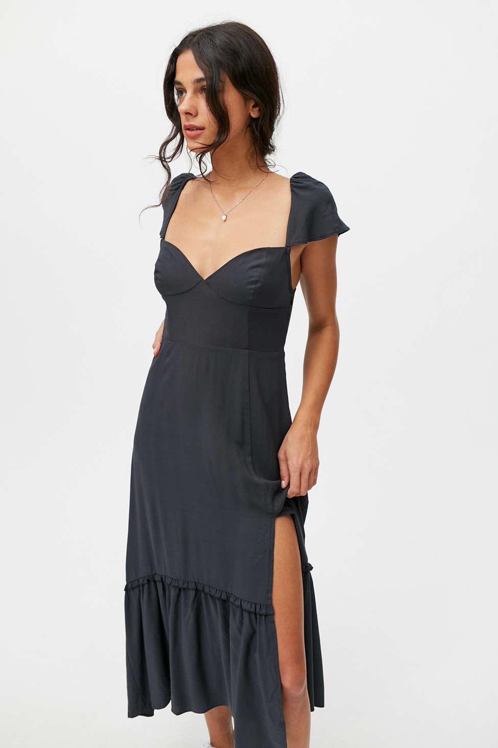 Urban Outfitters Uo Siren Strappy Back Midi Dress in Black | Lyst