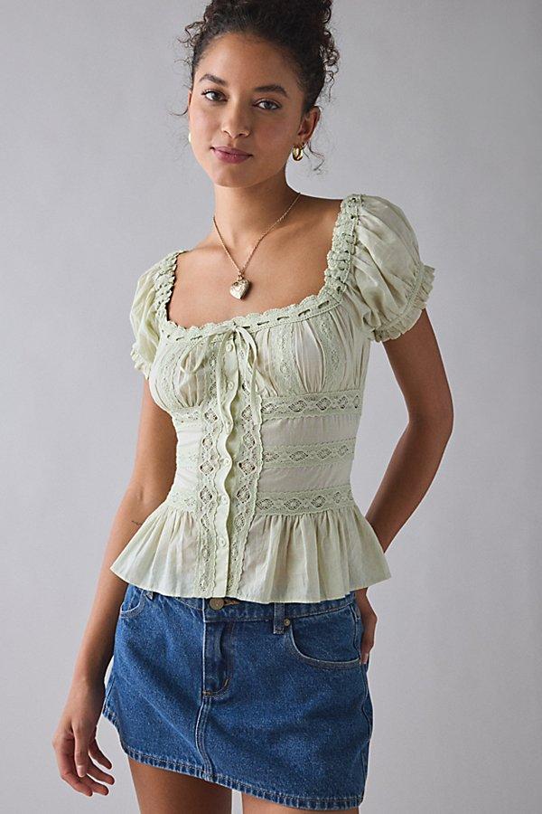 今季ロージーモンスター☆trimming puff blouse パフスリーブ ALICE + OLIVIA Rosie Embroidered Puff-Sleeve Shirt | Neiman Marcus