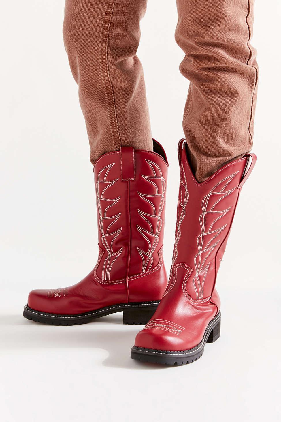 Urban Outfitters Uo Lorette Cowgirl Boot in Red | Lyst