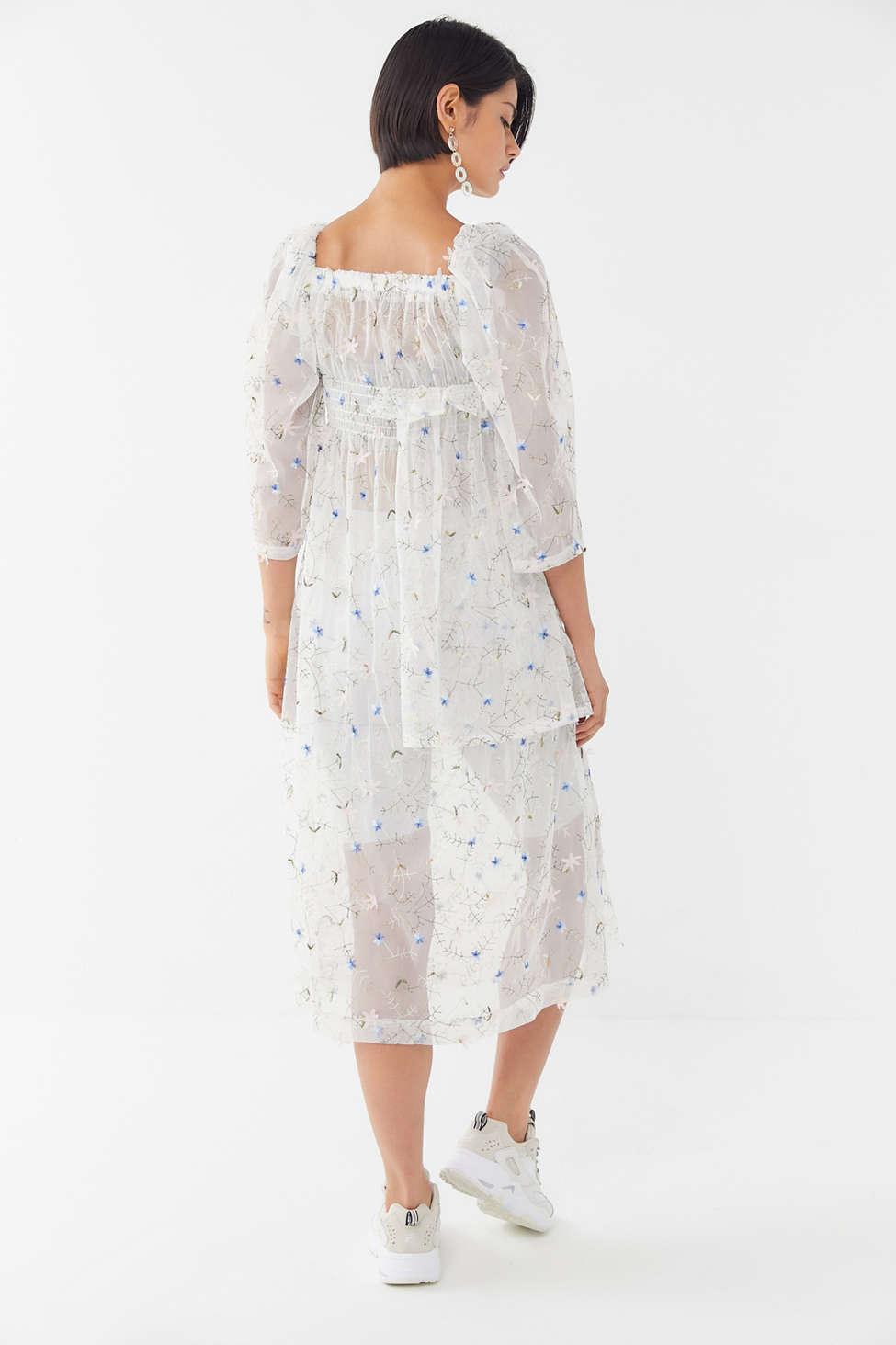 sheer floral midi dress