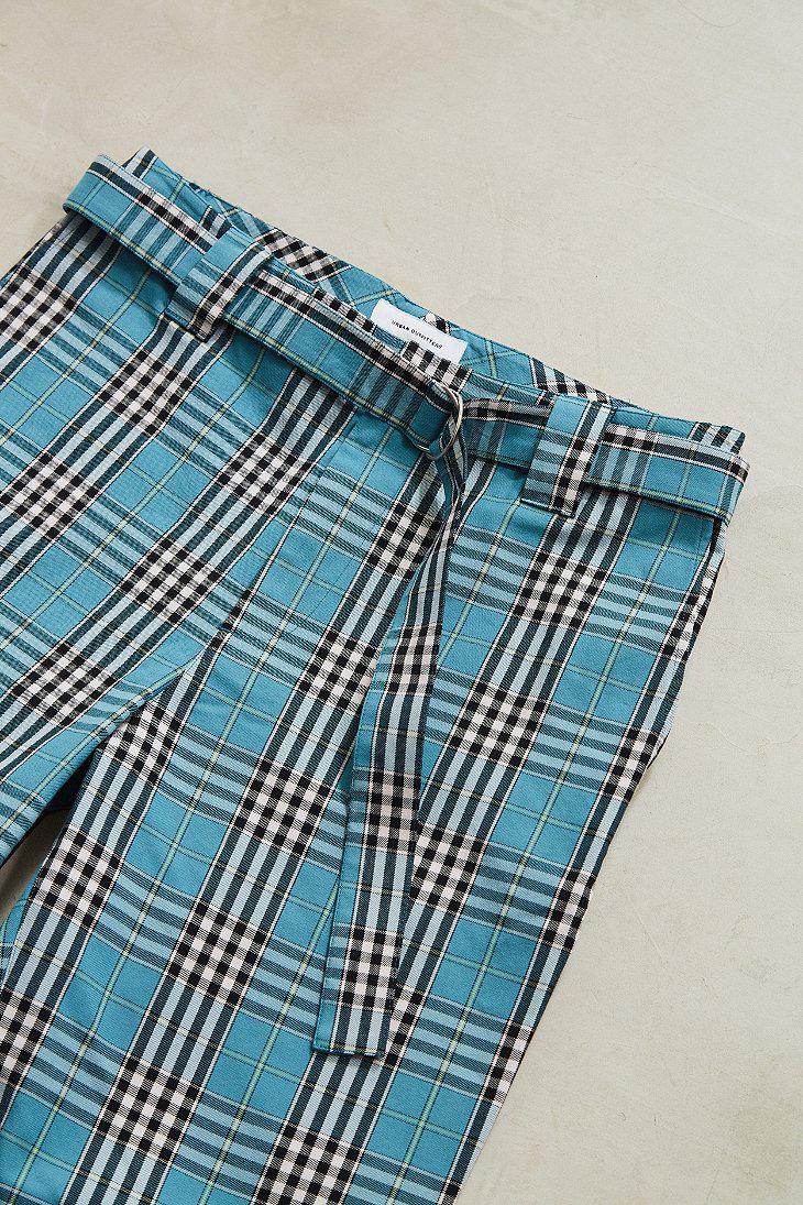 Cotton Uo Plaid Work Pant in Turquoise 