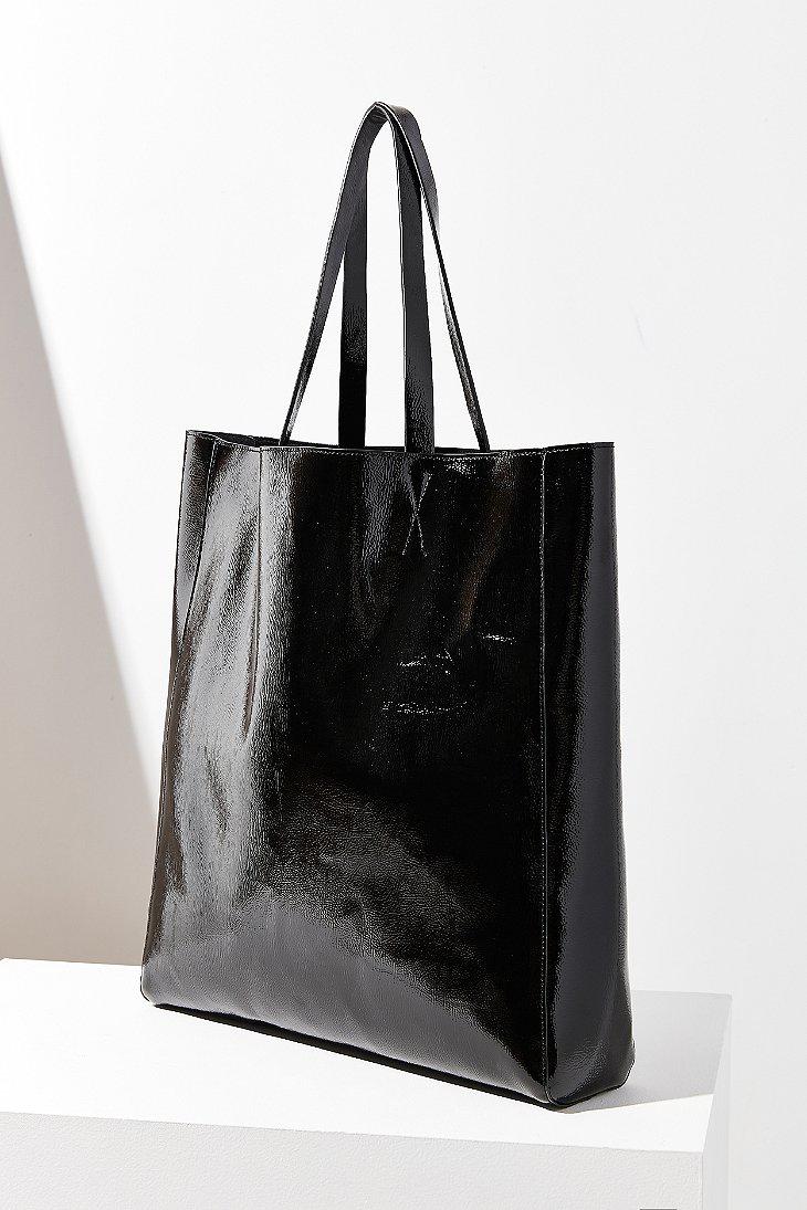 Urban Outfitters Patent Faux Leather Tote Bag in Black - Lyst