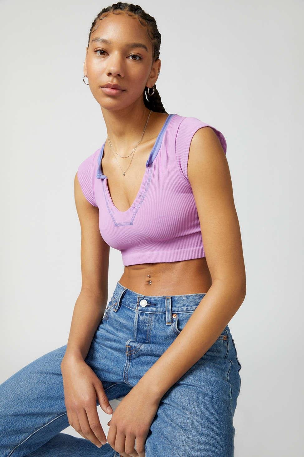 Out From Under Go For Gold Seamless Cropped Top in Purple