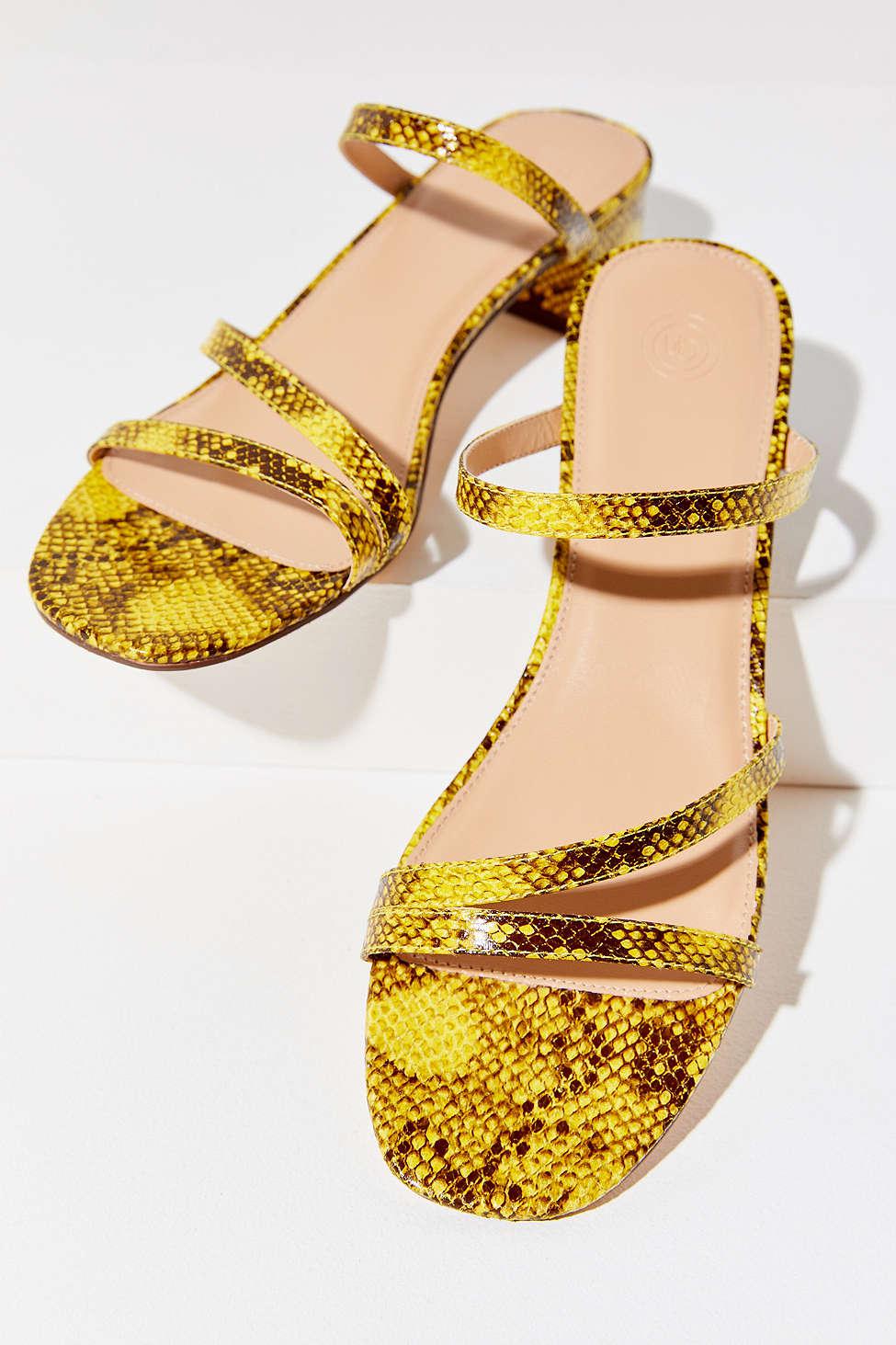 yellow snakeskin sandals