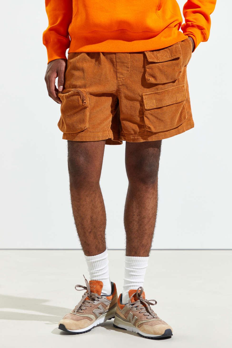 orange corduroy shorts