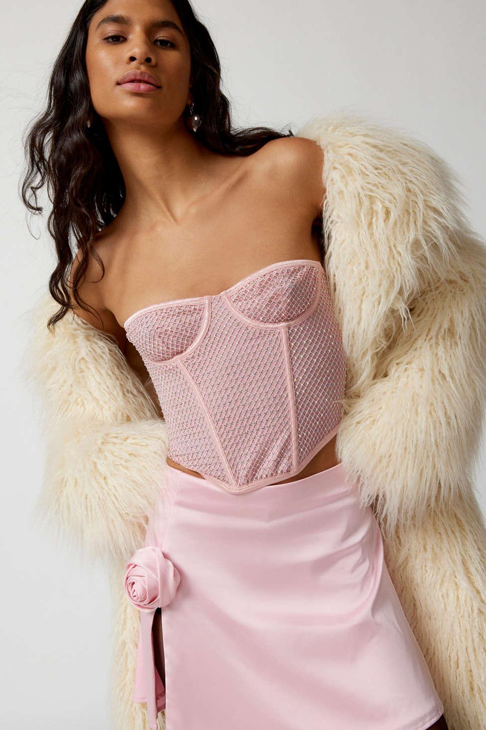 Out From Under Donatella Diamante Corset In Pink,at Urban Outfitters