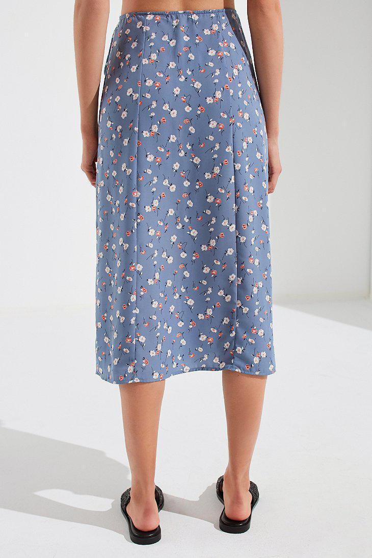Urban Outfitters Uo Frankie Button-down Midi Skirt in Blue | Lyst