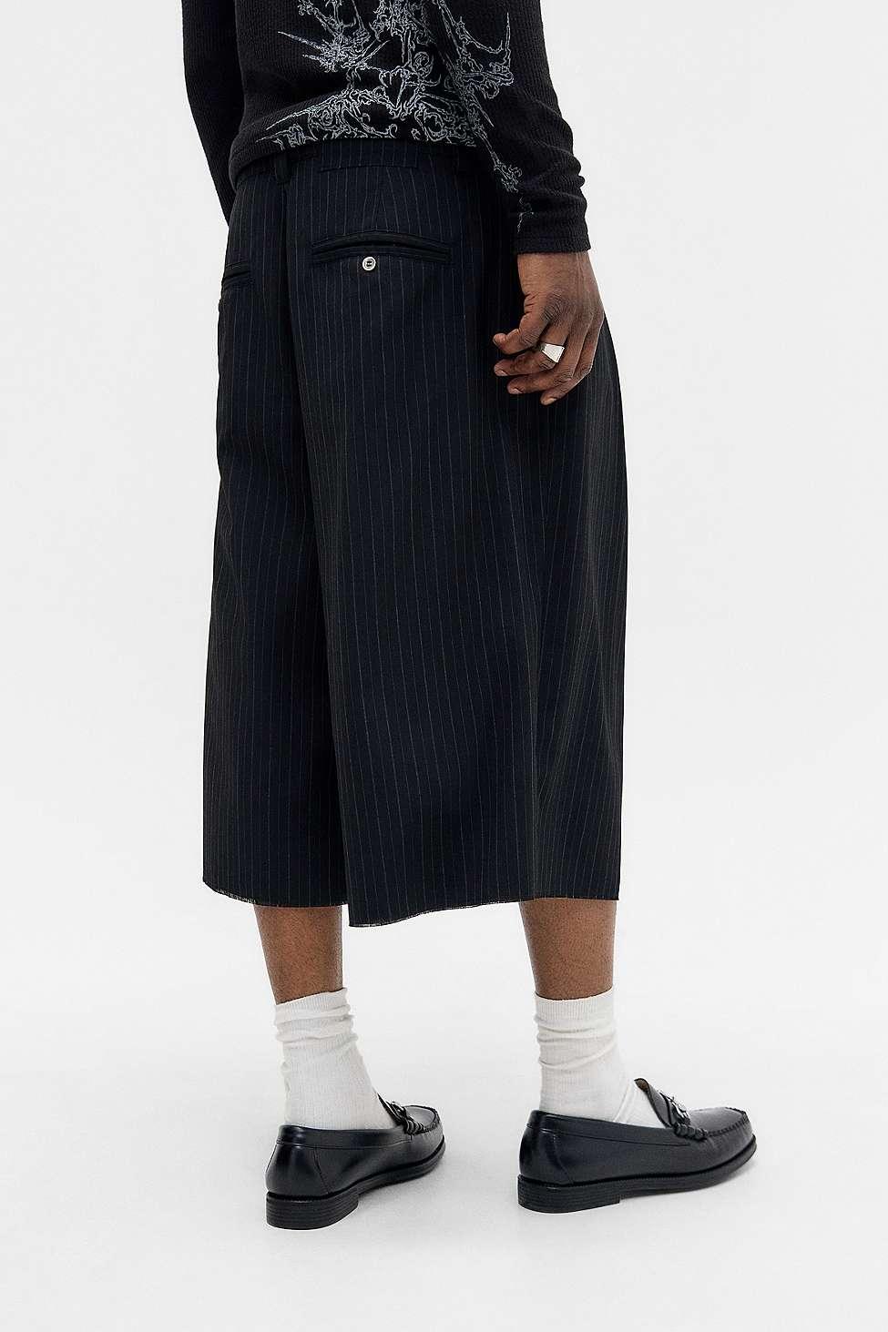Jaded London Goliath Pinstripe Baggy Shorts in Black for Men