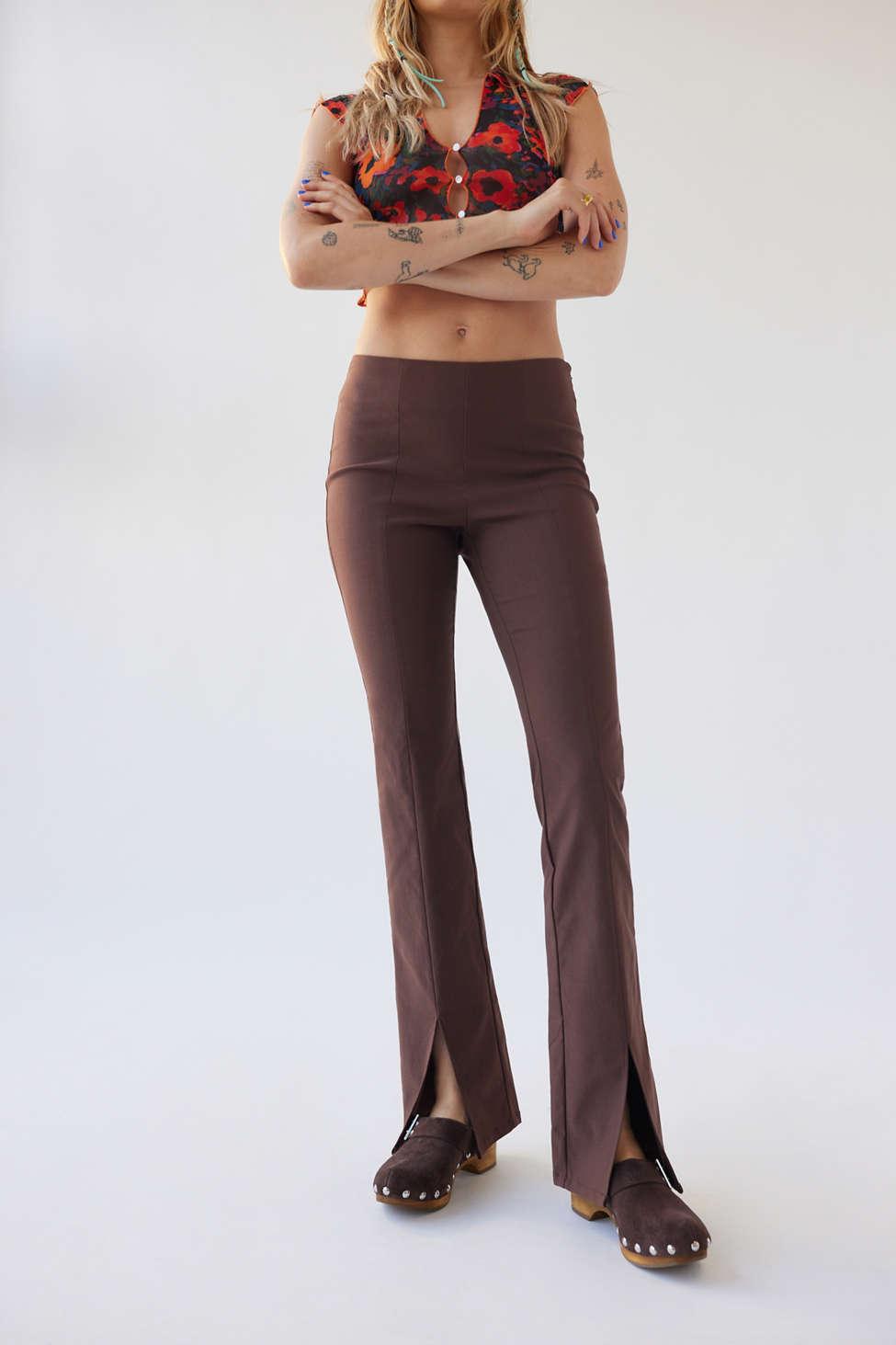 Urban Outfitters Uo Vivian Split Hem Flare Pant in Brown