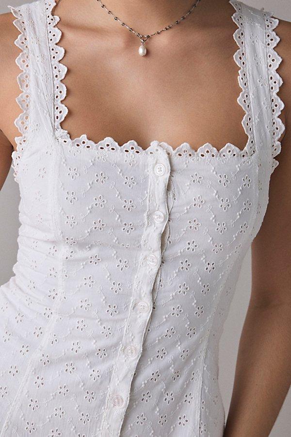 eyelet ribbon cami (white × blue ribbon) Original Cami - Ruby Ribbon, Inc.