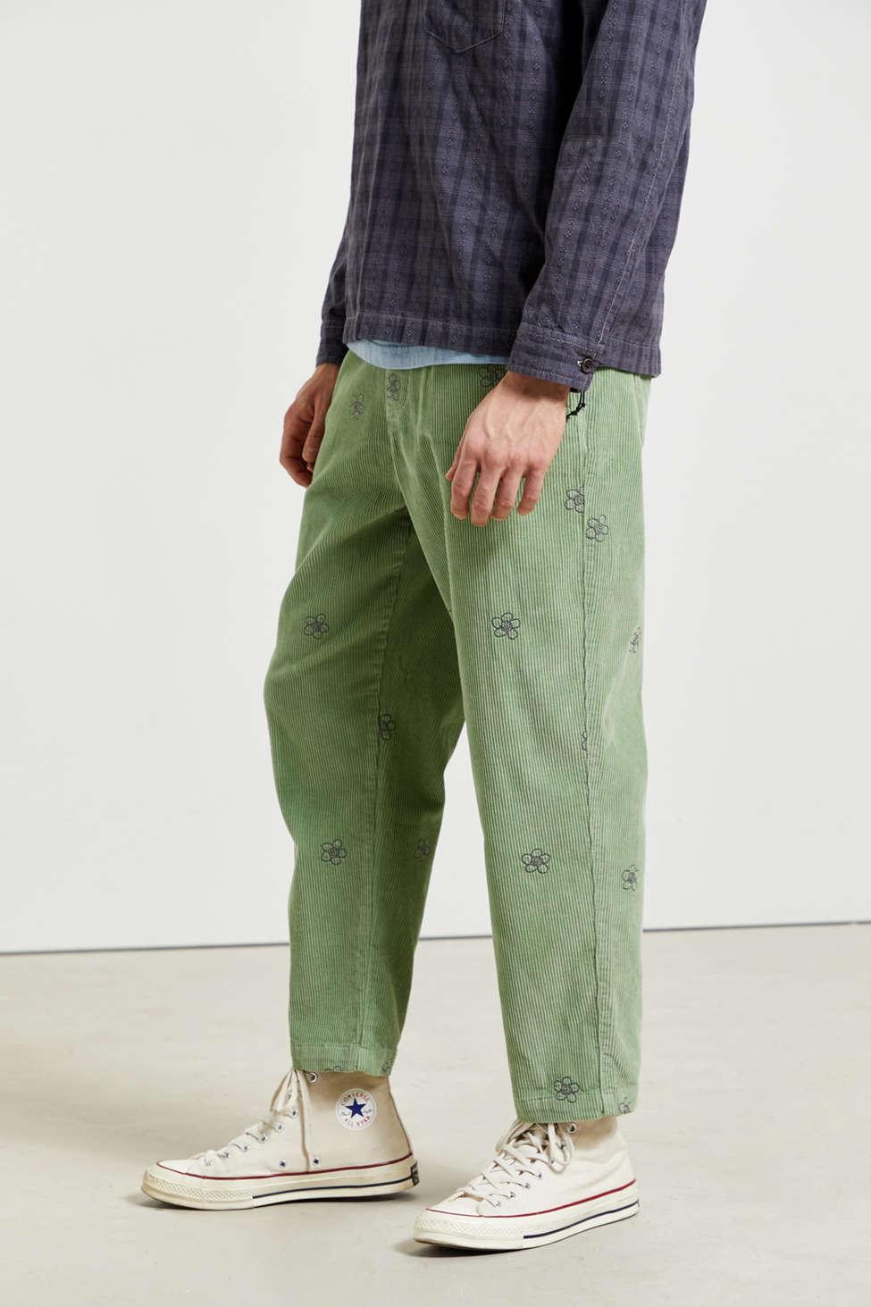 Urban Outfitters Uo Embroidered Corduroy Beach Pant in Green for Men - Lyst