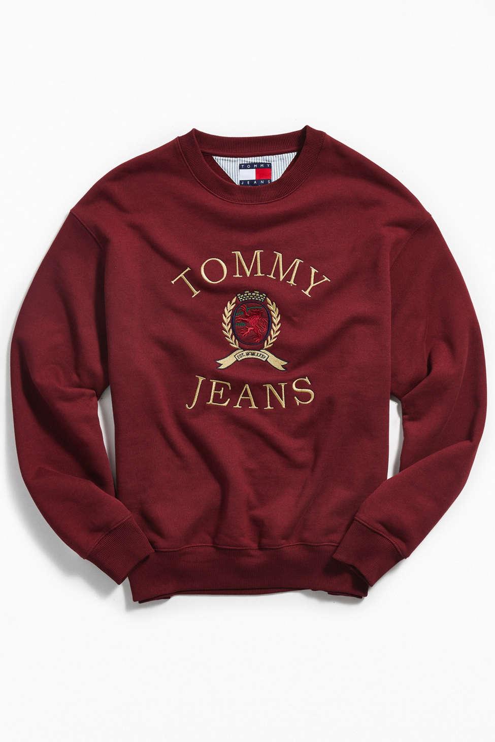 Tommy Hilfiger Crest Logo Crew-neck Sweatshirt in Red for Men | Lyst