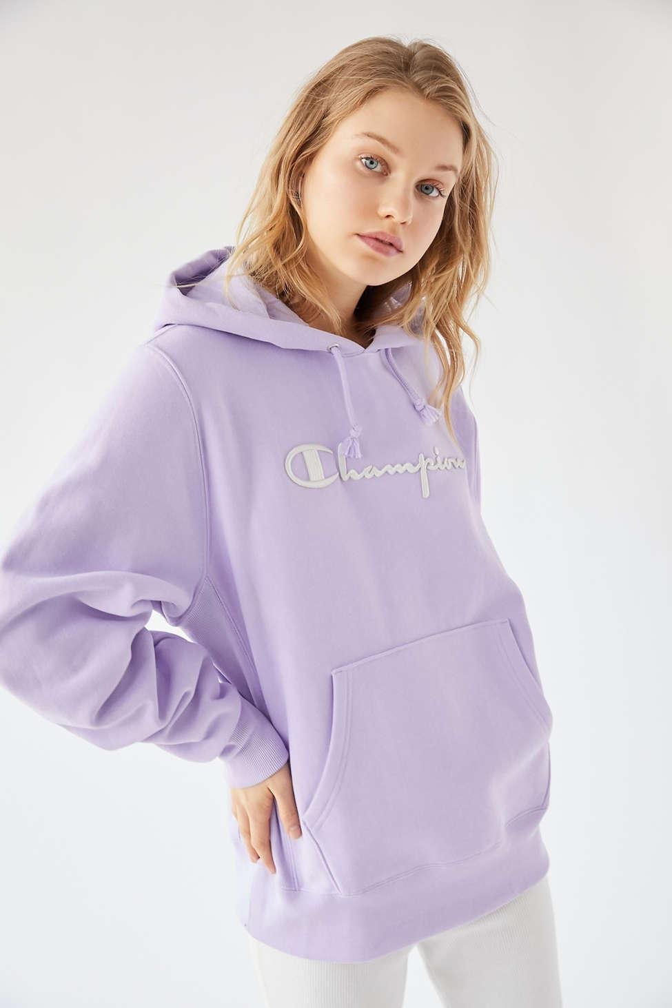 Cotton Uo Exclusive Reverse Weave Boyfriend Hoodie Sweatshirt in Purple - Lyst