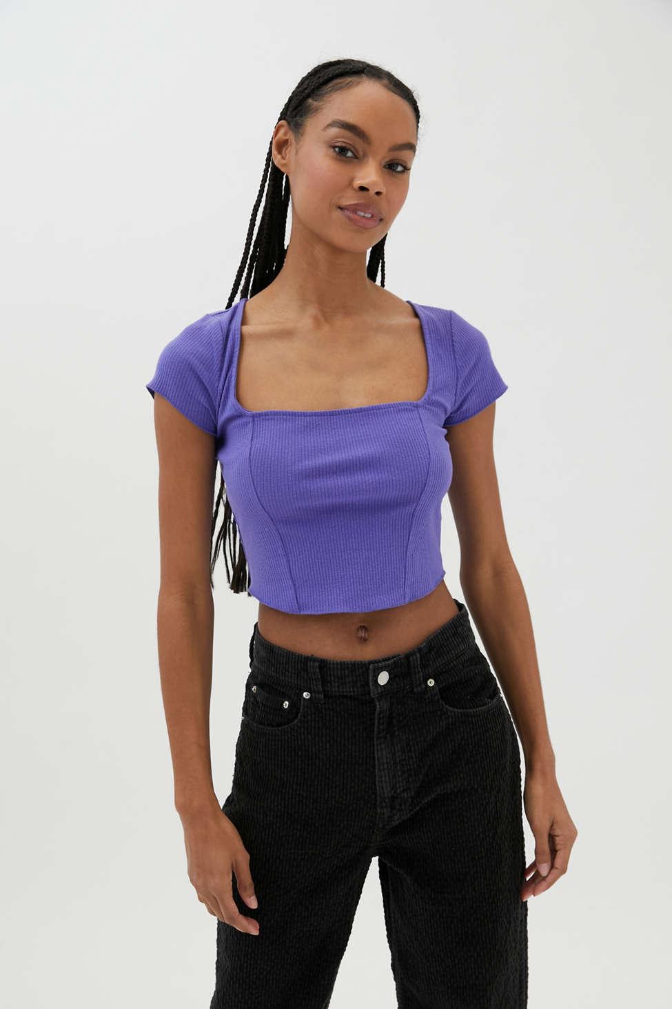 Urban Outfitters Uo Meg Square Neck Top in Purple Lyst