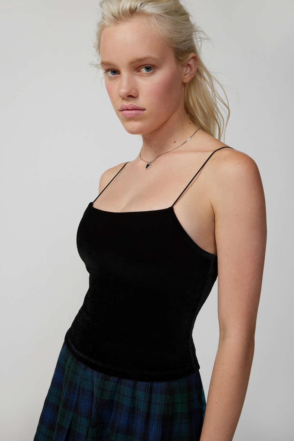 Urban Outfitters Uo Yvonne Velvet Cami in Black | Lyst