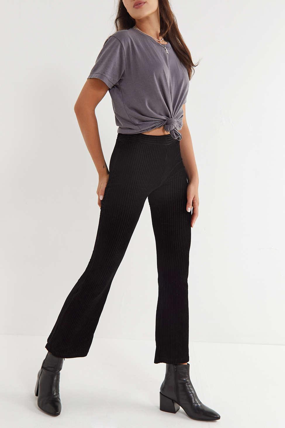 Urban Outfitters Uo Cassidy Ribbed Velvet Kick Flare Pant in Black | Lyst