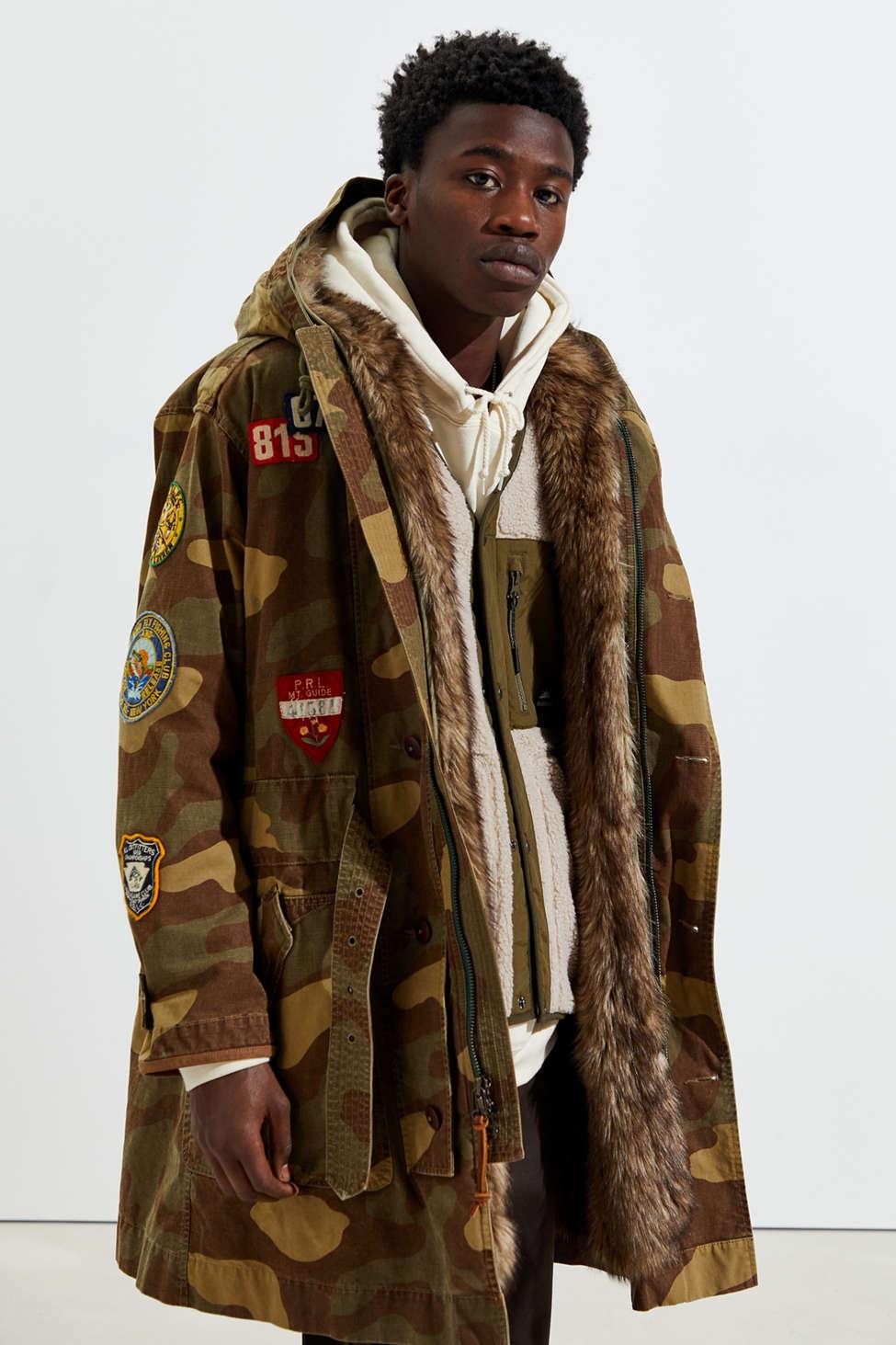 camo faux fur lined parka