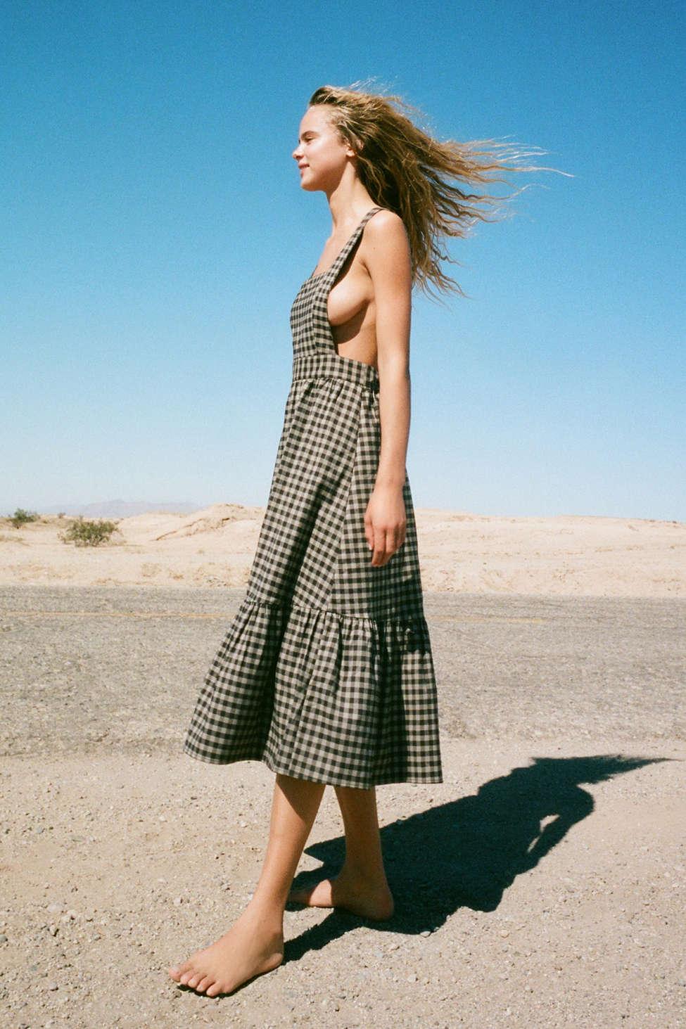 Urban Outfitters Uo Cavalcade Gingham Apron Midi Dress | Lyst