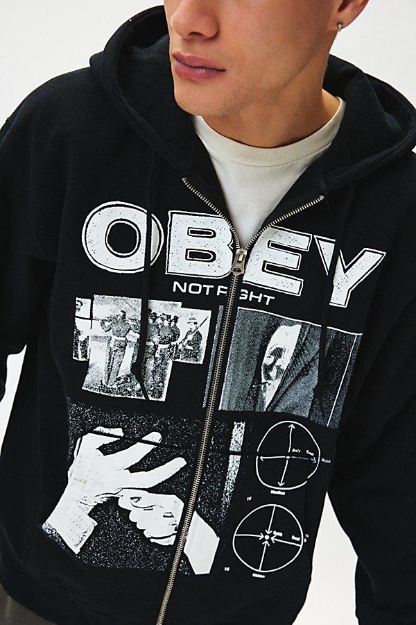 Obey Not Right Full Zip Hoodie Sweatshirt in Black for Men