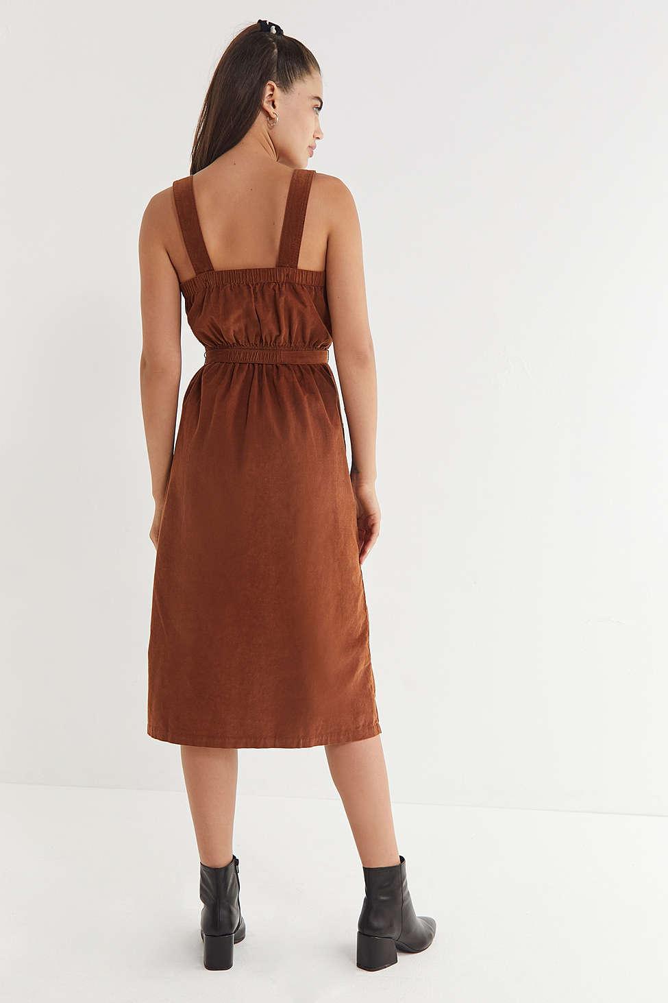 uo cordelia corduroy midi dress