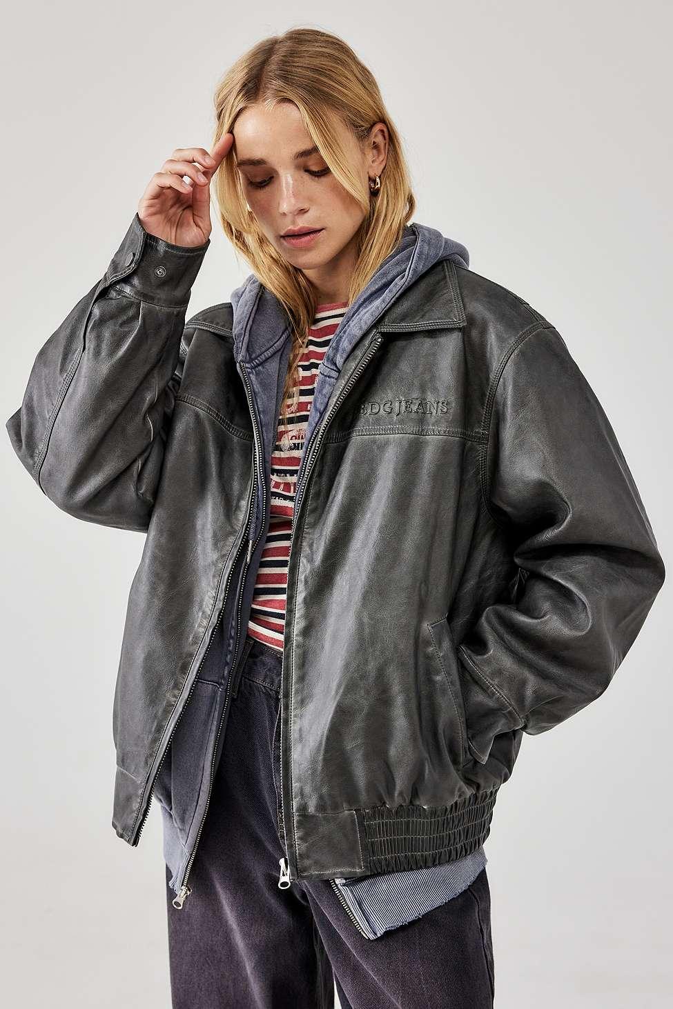 Faux leather bomber jacket with hood new arrivals
