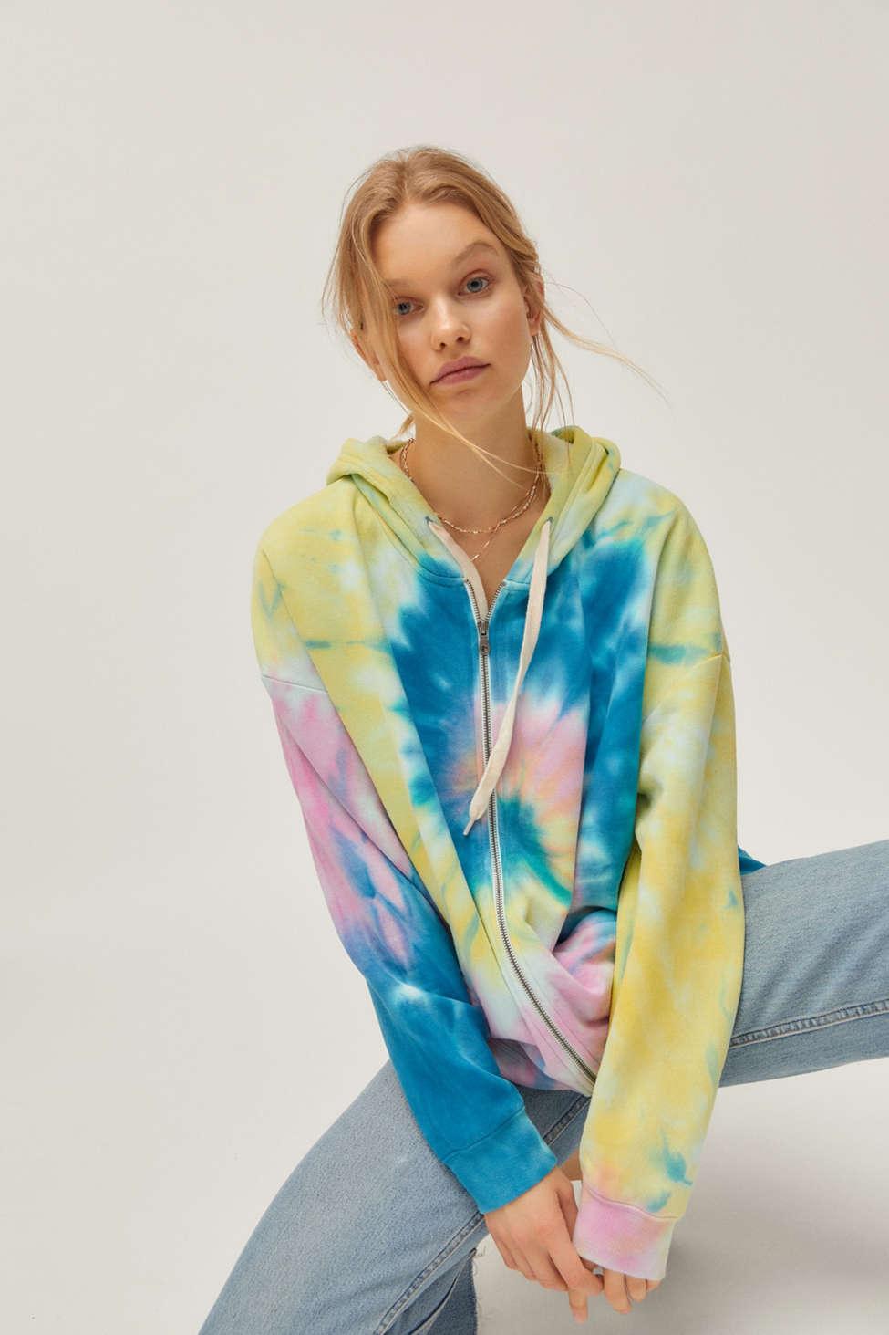 oversized tie dye zip up hoodie