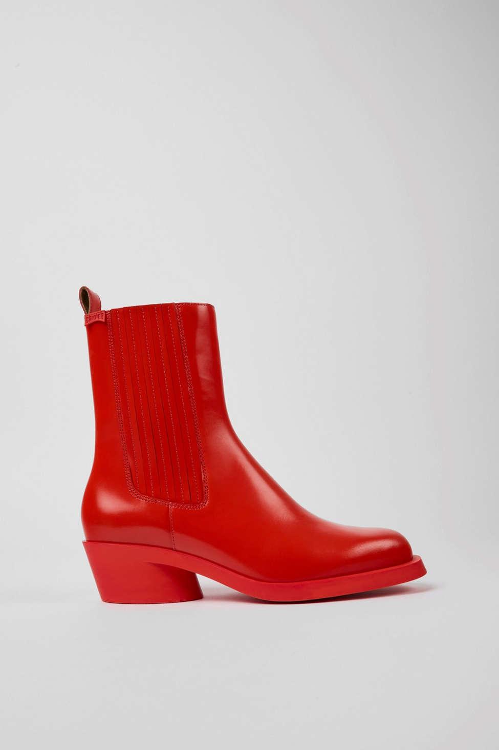 Camper Bonnie Leather Ankle Boots in Red | Lyst