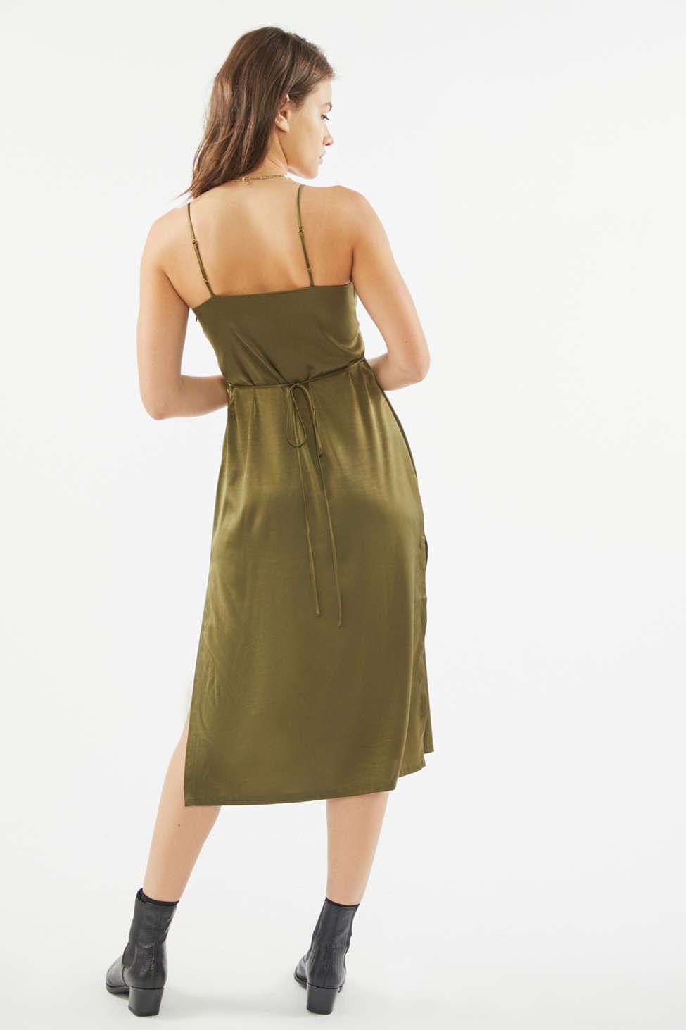 Urban Outfitters Uo Jones Satin Tie-back Slip Dress in Green