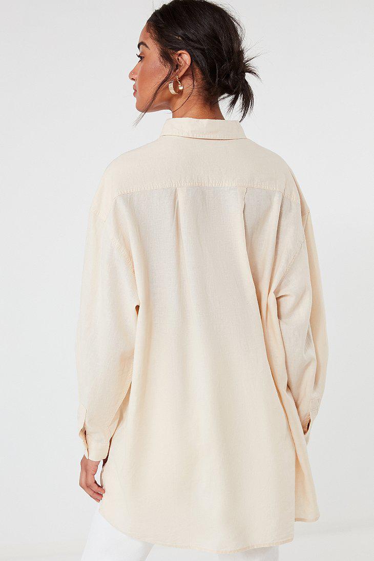 Urban Outfitters Uo Gracie Oversized Linen Button-down Shirt in White | Lyst